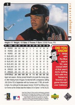 1998 Collector's Choice Baltimore Orioles #5 Roberto Alomar Back