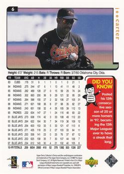 1998 Collector's Choice Baltimore Orioles #6 Joe Carter Back