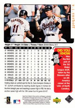 1998 Collector's Choice Baltimore Orioles #10 B.J. Surhoff Back