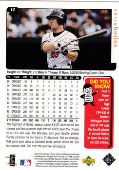 1998 Collector's Choice Baltimore Orioles #12 Chris Hoiles Back