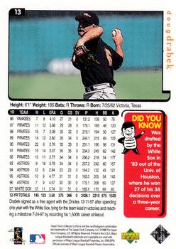 1998 Collector's Choice Baltimore Orioles #13 Doug Drabek Back