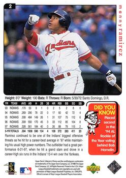 1998 Collector's Choice Cleveland Indians #2 Manny Ramirez Back