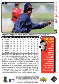 1998 Collector's Choice Cleveland Indians #4 Kenny Lofton Back
