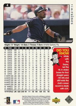 1998 Collector's Choice New York Yankees #4 Tim Raines Back