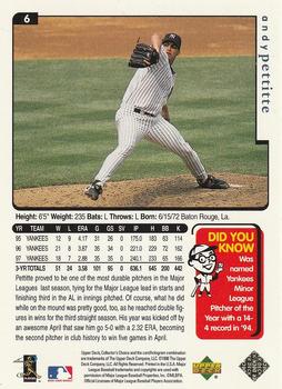 1998 Collector's Choice New York Yankees #6 Andy Pettitte Back