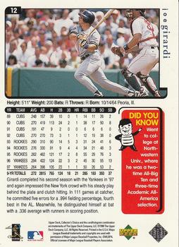 1998 Collector's Choice New York Yankees #12 Joe Girardi Back