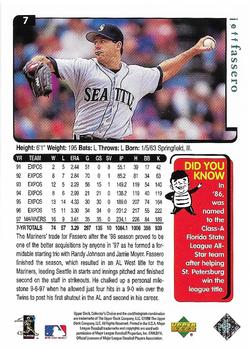 1998 Collector's Choice Seattle Mariners #7 Jeff Fassero Back