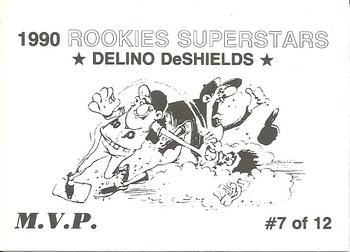 1990 M.V.P. Rookies Superstars Set of 12 (unlicensed) #7 Delino DeShields Back