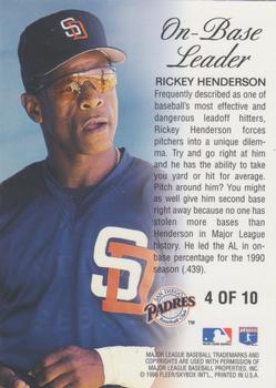 1996 Ultra - On-Base Leaders Gold Medallion #4 Rickey Henderson Back