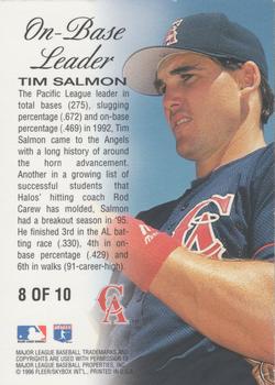 1996 Ultra - On-Base Leaders Gold Medallion #8 Tim Salmon Back
