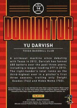 2015 Donruss - Elite Dominator #14 Yu Darvish Back