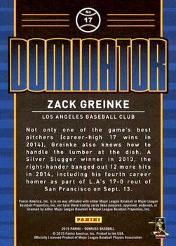 2015 Donruss - Elite Dominator #17 Zack Greinke Back