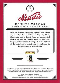2015 Donruss - Studio #2 Kennys Vargas Back