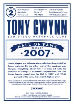 2015 Donruss - Tony Gwynn Tribute #2 Tony Gwynn Back
