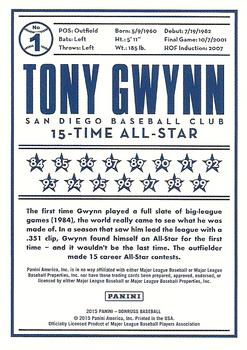 2015 Donruss - Tony Gwynn Tribute Red #1 Tony Gwynn Back