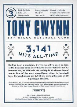 2015 Donruss - Tony Gwynn Tribute Red #3 Tony Gwynn Back