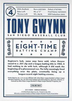 2015 Donruss - Tony Gwynn Tribute Red #4 Tony Gwynn Back