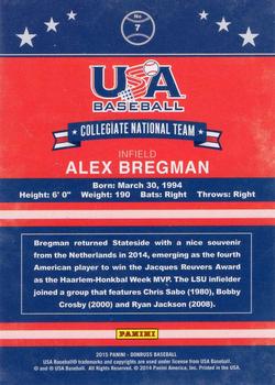 2015 Donruss - USA Collegiate National Team Gold #7 Alex Bregman Back