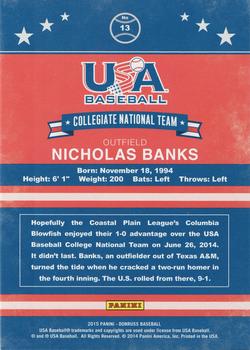 2015 Donruss - USA Collegiate National Team Gold #13 Nicholas Banks Back