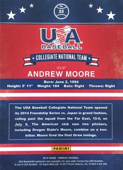 2015 Donruss - USA Collegiate National Team Gold #22 Andrew Moore Back