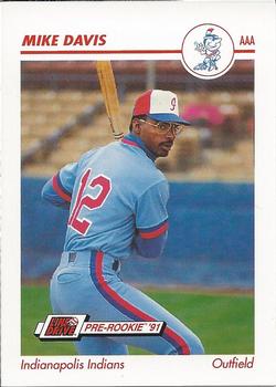 1991 Line Drive AAA Indianapolis Indians Ad Backs #180 Mike Davis Front