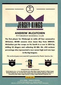 2015 Donruss - Jersey Kings #1 Andrew McCutchen Back