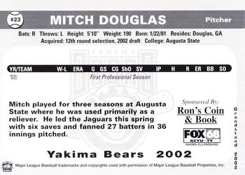 2002 Grandstand Yakima Bears #NNO Mitch Douglas Back