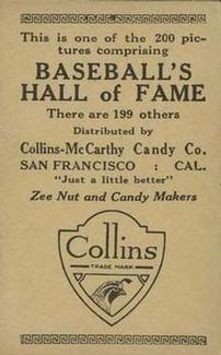 1917 Collins-McCarthy (E135) #36 Sam Crawford Back