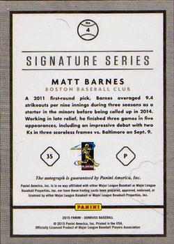 2015 Donruss - Signature Series #4 Matt Barnes Back