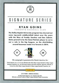 2015 Donruss - Signature Series #80 Ryan Goins Back