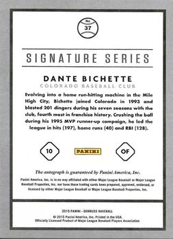 2015 Donruss - Signature Series #37 Dante Bichette Back