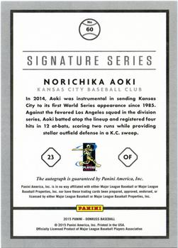 2015 Donruss - Signature Series #60 Norichika Aoki Back