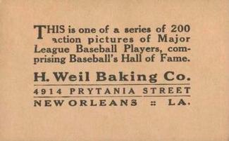 1917 Weil Baking Co. (D328) #92 Benny Kauff Back