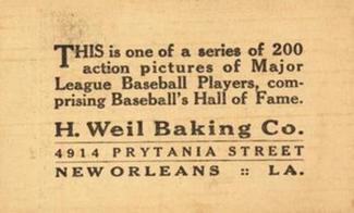 1917 Weil Baking Co. (D328) #139 Eppa Rixey Back