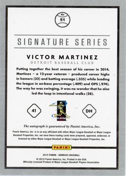 2015 Donruss - Signature Series Green #51 Victor Martinez Back