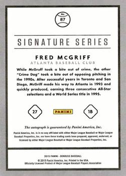 2015 Donruss - Signature Series Green #87 Fred McGriff Back