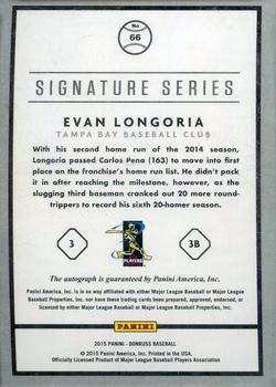2015 Donruss - Signature Series Red #66 Evan Longoria Back