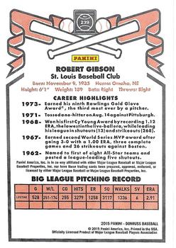 2015 Donruss - Inaugural 1981 Edition Press Proof Bronze #239 Bob Gibson Back