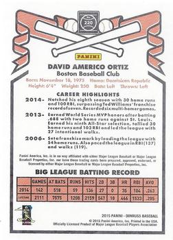 2015 Donruss - Inaugural 1981 Edition Press Proof Platinum #220 David Ortiz Back