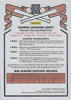 2015 Donruss - Inaugural 1981 Edition Press Proof Platinum #240 George Brett Back