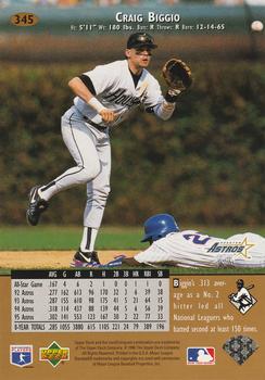 1996 Upper Deck All-Star Card Set 3x5 #345 Craig Biggio Back