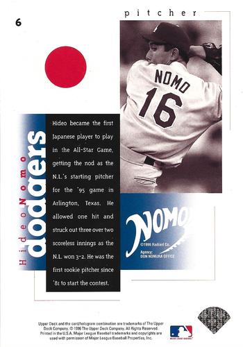 1996 Upper Deck Hideo Nomo Collection 3x5 #6 Hideo Nomo Back