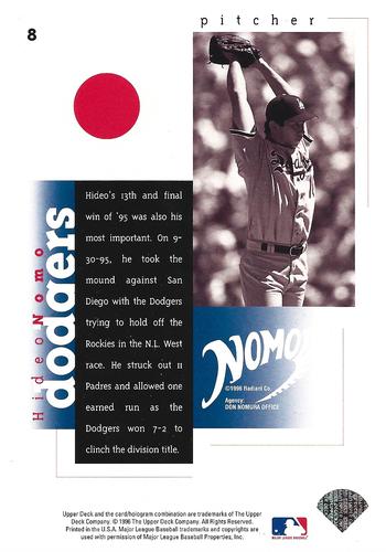 1996 Upper Deck Hideo Nomo Collection 3x5 #8 Hideo Nomo Back