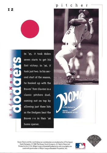 1996 Upper Deck Hideo Nomo Collection 3x5 #12 Hideo Nomo Back