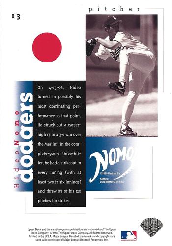 1996 Upper Deck Hideo Nomo Collection 3x5 #13 Hideo Nomo Back