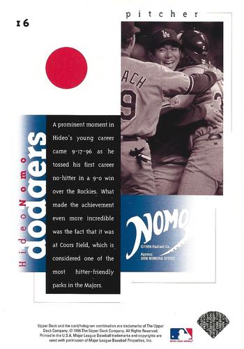 1996 Upper Deck Hideo Nomo Collection 3x5 #16 Hideo Nomo Back