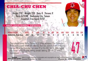 2009 Grandstand Lowell Spinners #NNO Chia-Chu Chen Back