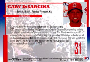2009 Grandstand Lowell Spinners #NNO Gary DiSarcina Back