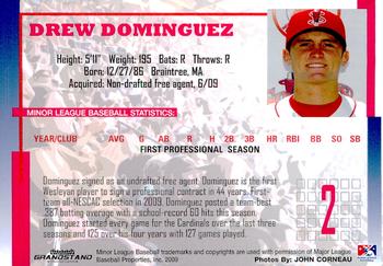 2009 Grandstand Lowell Spinners #NNO Drew Dominguez Back