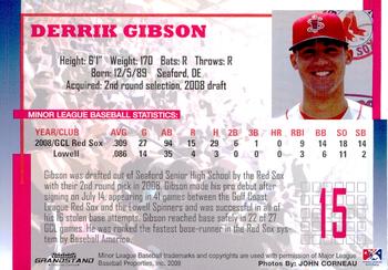 2009 Grandstand Lowell Spinners #NNO Derrik Gibson Back